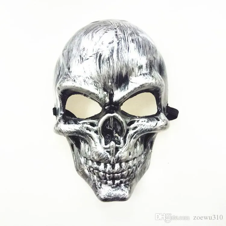 Halloween Adulti Maschera teschio Fantasma di plastica Maschera horror Oro argento Maschere viso teschio Unisex Maschere per feste in maschera di Halloween Prop WVT0943