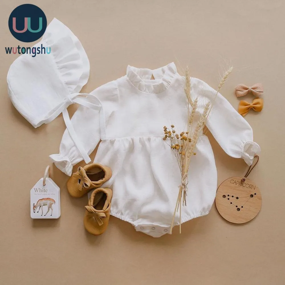 Vestiti della neonata 0-2T Pagliaccetti a maniche lunghe Tute di un pezzo Nuova moda 100% cotone organico Pagliaccetti della neonata Y1221