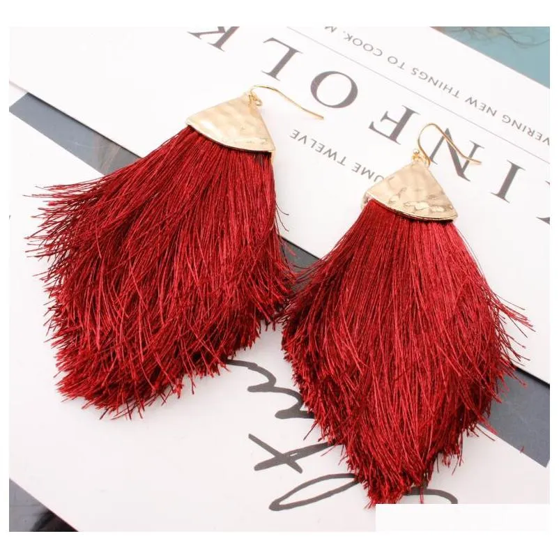 women bohemia tassel earrings tassel fringe earrings fashion long tassel dangle earring eardrop