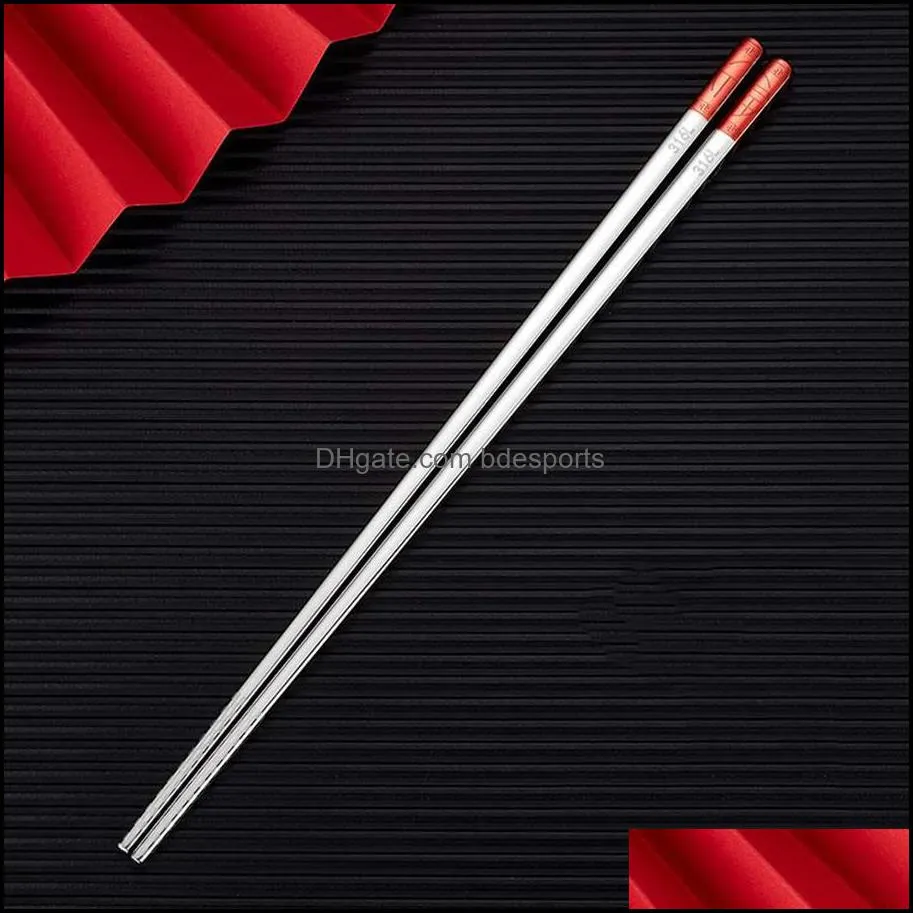 316L Stainless Steel Chopsticks Heat Insulation and Anti-scalding Home el Square Non-slip Chopsticka55