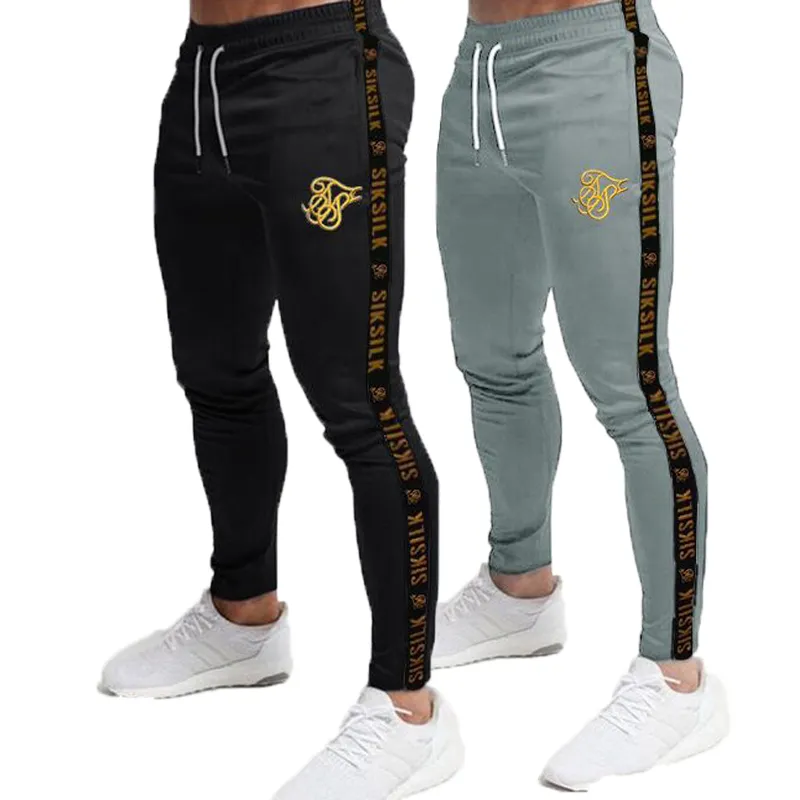 Mens Joggers Sweatpants Sik 실크 피트니스 탄력 바지 힙합 스키니 트랙 슈트 Siksilk 바지 남성 캐주얼 실크 실크 트랙 바지 X1228