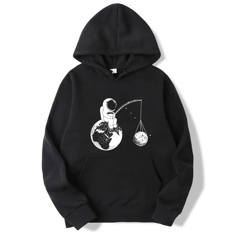 Moletom Masculino Moda Marca Astronauta Design Engraçado Impressão Misturado Algodão Primavera Outono Masculino Casual Hip Hop Moletom Com Capuz