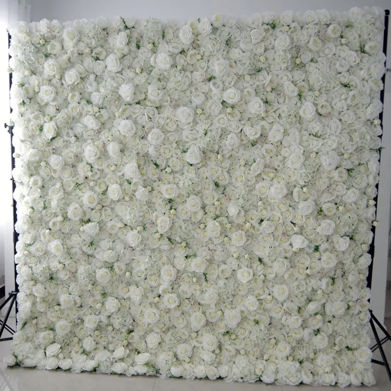 8x8 pés de alta qualidade criativa parede de flores 3d feita com tecido enrolado Flores artificiais Arranjo Decoração de cenário de casamento