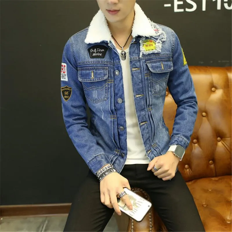 Men Jacket and Coat Trendy Warm Fleece Thick Denim Jacket 2020 Winter Fashion Mens Jean Outwear Male Cowboy Plus Size 3XL