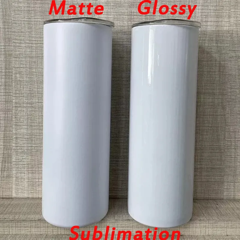 Lokaal Warehouse 20oz Matte Sublimatie Straight Tumbler Blanco Skinny Tumbler Rvs 2-Layer Vacuüm Geïsoleerde Fles Warmte Transfer Auto Mok Amerikaanse voorraad