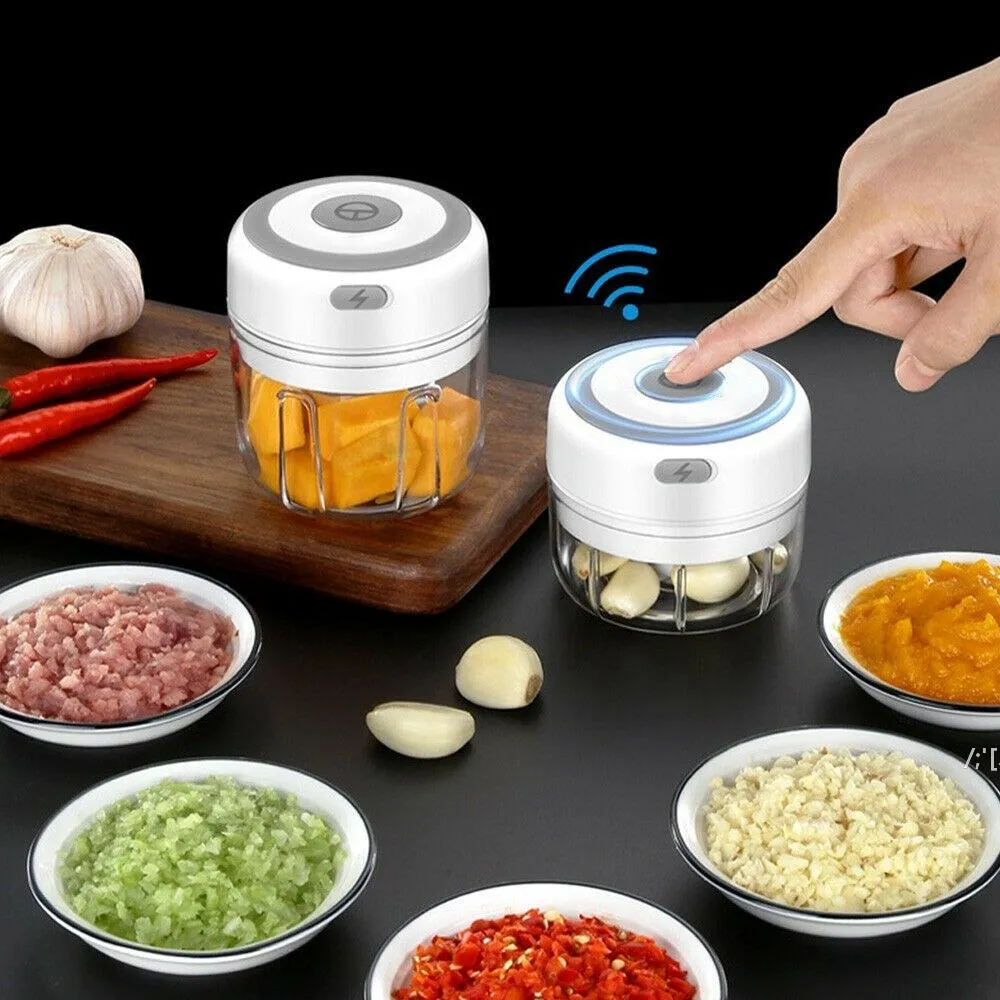 Hachoir à ail électrique, outil de cuisine, 100/250ml, robuste et Durable, mini broyeur, robot culinaire portable, chargement USB intelligent par mer RRB14338