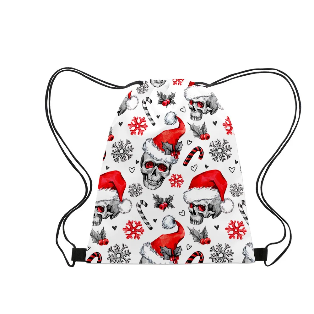 새로운 패션 스타일 3D 크리스마스 캔디 가방 번들 포켓 폴리 에스터 컬러 인쇄 방수 Drawstring 번들 포켓