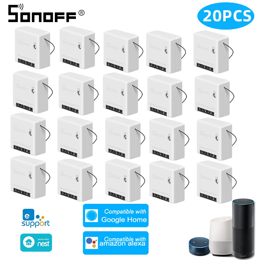 SONOFF MINI Two Way Wifi Smart Switch Small APP/LAN/Voice/Remote Control  DIY Support one External Switch Google Home for Alexa