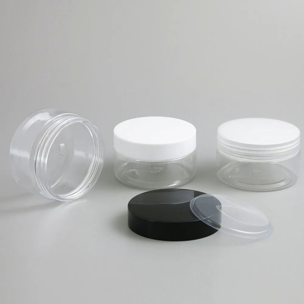 Wholesale Bulk 20 X 100g Clear Transparent Medium Plastic Cosmetic Jar Packaging Containers With