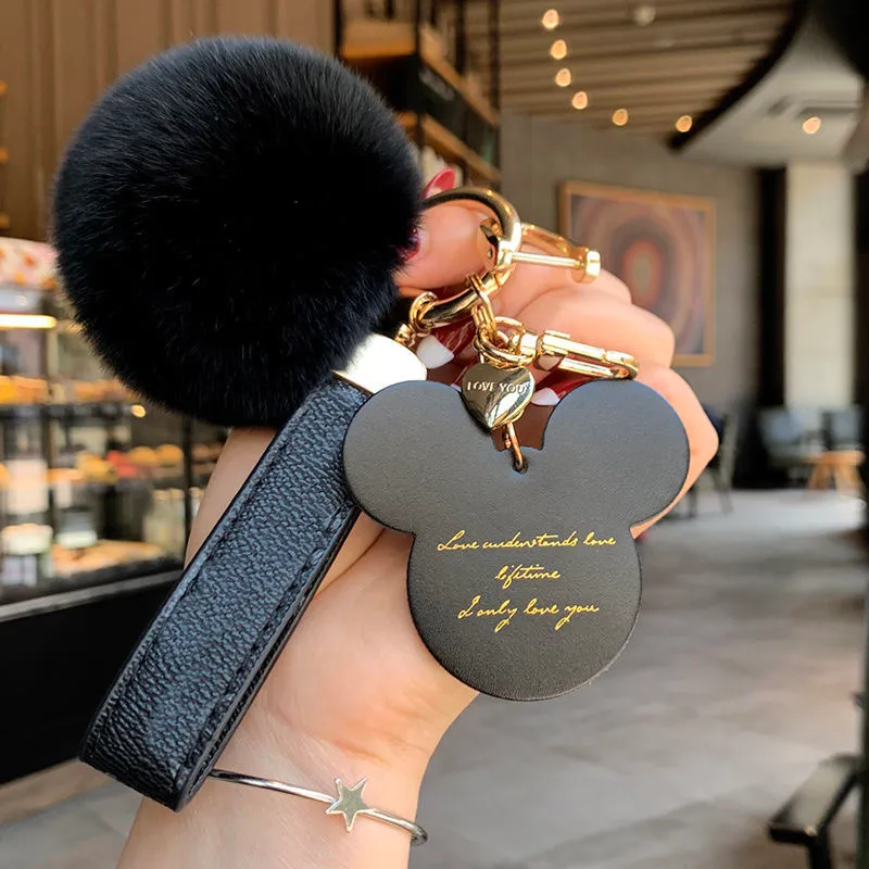 Real Rabbit Fur Ball Keychain Soft FurBall Lovely Gold Metal Key Chains BallPom Poms Plush Keychains Car Keyring Bag Earrings Accessories