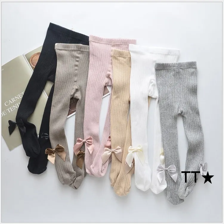 Spring And Autumn Girls Leggings Pants Dress Socks Baby Girl Pantyhose With Bowknot Kids Cotton Warm White Dance Long Socks 6 Colors