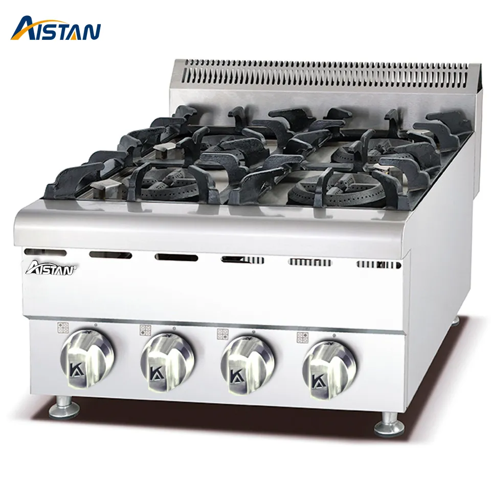 GH587 Equipo de cocina comercial Máquina de gama de gas con 4 Burner Gas Horno eléctrico Estufa de cocina de acero inoxidable