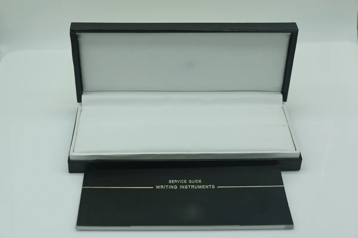 Caixa de caneta de moldura de madeira preta para caneta-tinteiro esferográfica esferográfica de rolo estojo com manual de garantia 268i