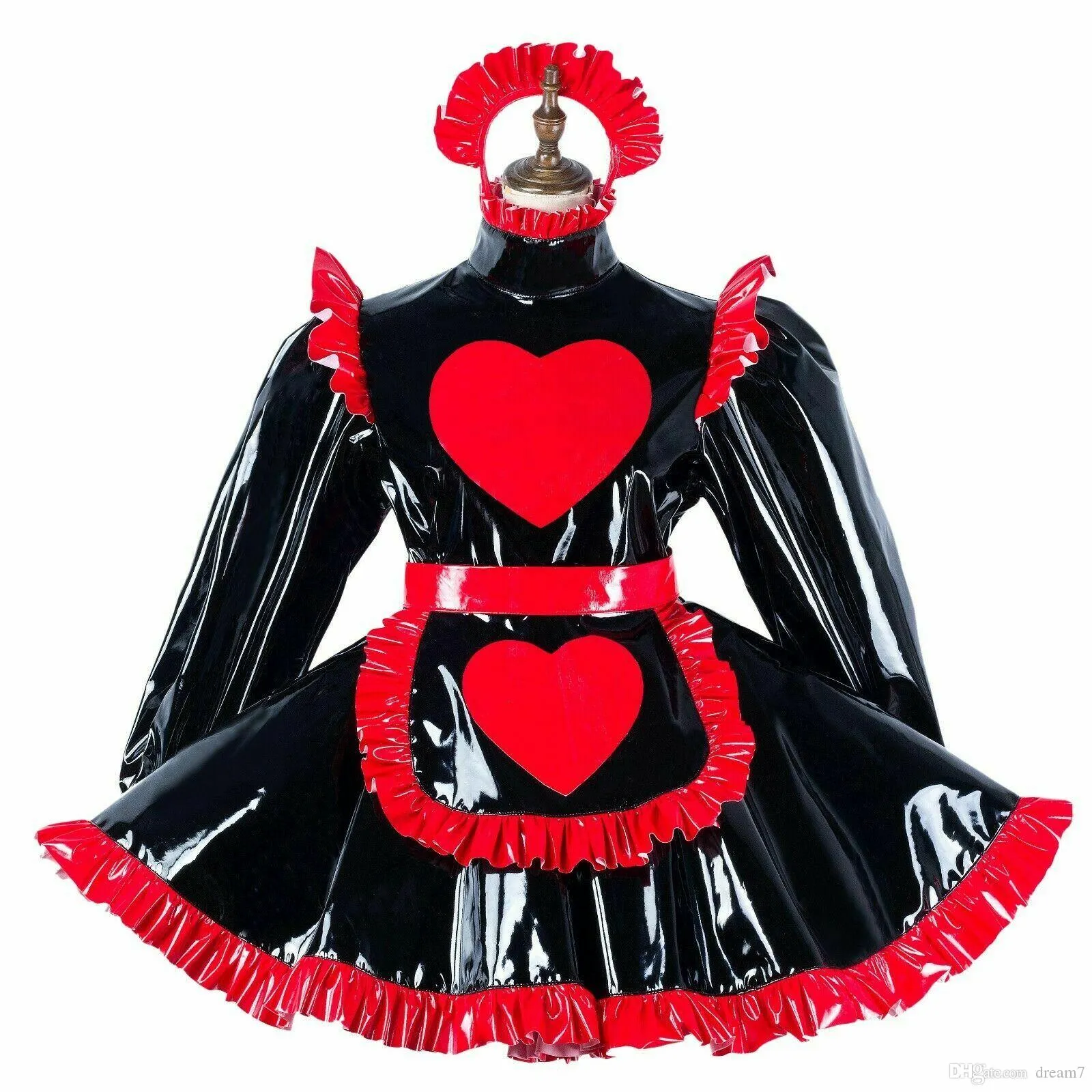 Zware PVC sissy maid jurk travestieten Maatwerk292h