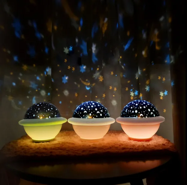 The latest LED colorful dream flying saucer projection light, starry sky night light projection light, party flash, free shipping