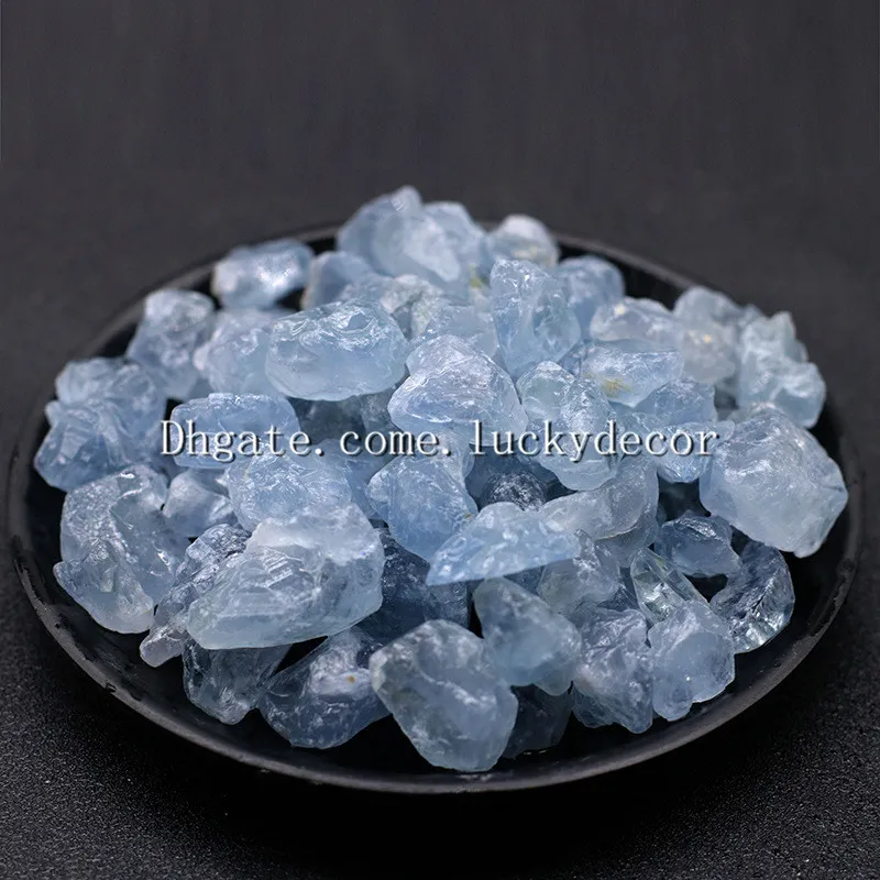 1000g Natural Blue Celestite Mineral Quartz Crystal Bulk Rough Stone Gravel Healing Gemstone Raw Rocks for Crafts, Home Decoration, Fountain