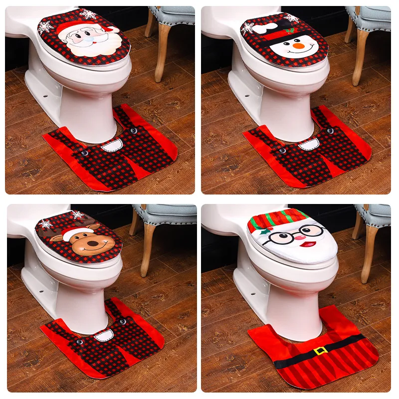 Natal Toilet Tampa Tampa Decoração de Santa Snowman Elf cervos Banho Mat Ano Novo Xmas vivo ornamento JK2011XB