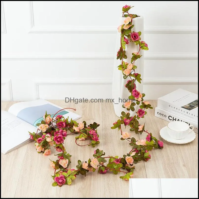 Decorative Flowers & Wreaths 45flowers Artificial Flower Garland Ivy Autumn Small Peony Fake Plant Leaves Vine Retro Beautiful Decor