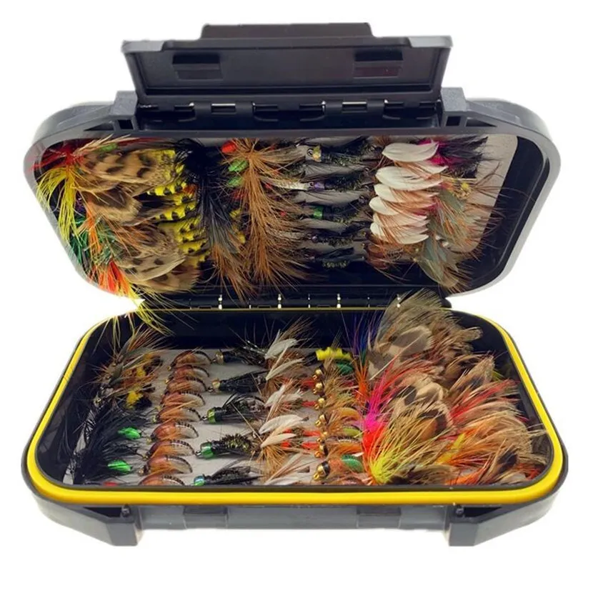 50 Set Fly Fishing Lure Box Set Wet Dry Nymph Fly Tying Material