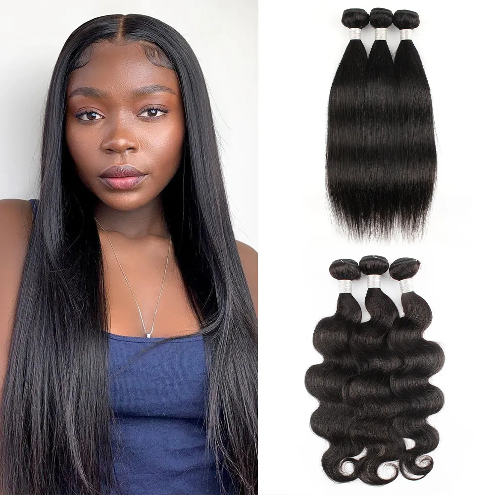 Brazilian Peruvian Maylasian Silky Straight Hair 3 Bundles 8A Unprocessed Virgin Pure Hair Extension Human Hair Weave Bundles 8-28inch