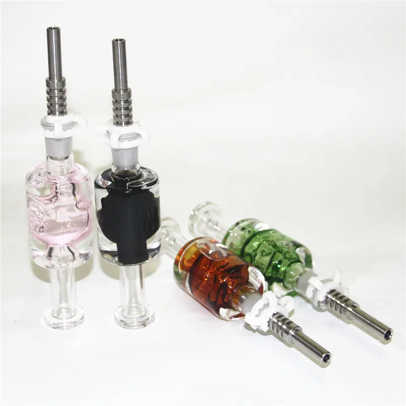 Skull Glass Nectar Bong Hookah Cooling Akcesoria oleju w środku z końcówką ze stali nierdzewnej i plastikowym klipsem do rur rurowych rur tytoniowych