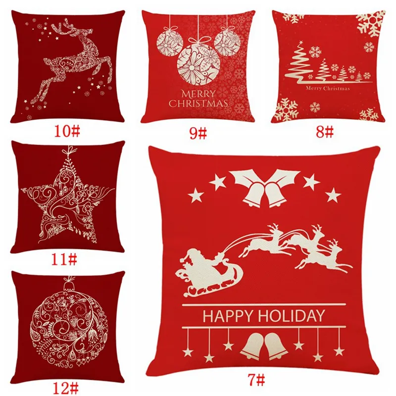 Funda de almohada de Navidad roja Fundas de cojines decorativos para sofá Asiento de coche Funda de almohada Decoración de Navidad para decoración del hogar BH4283 TYJ