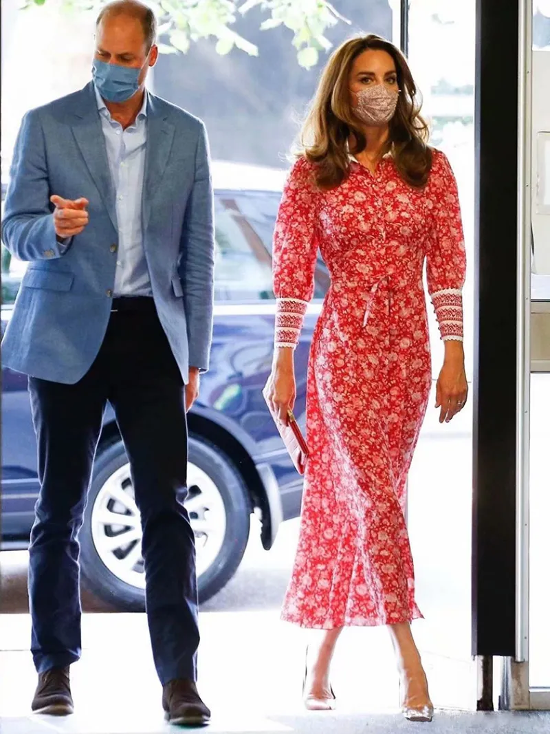 Kate Middleton Princesa Flor Floral Pôsteres Mid-bezerro Vestido Laço Retalhamento Vestidos Longos