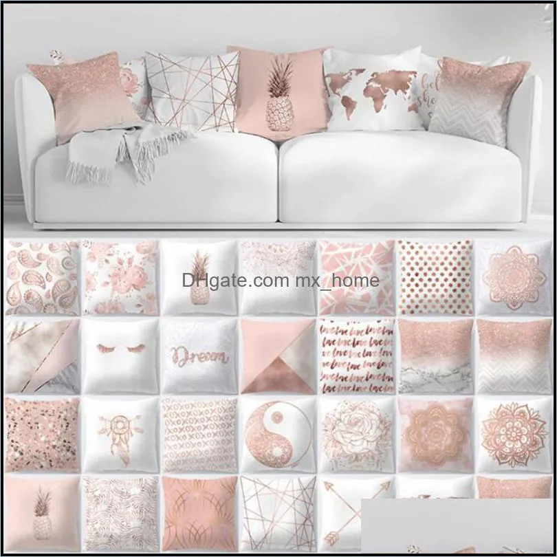 Pillow Case Rose Gold Geometric Pineapple Glitter Cushion Cover Geometric Print Decorative Cushion Throw Pillow cover Home Decor