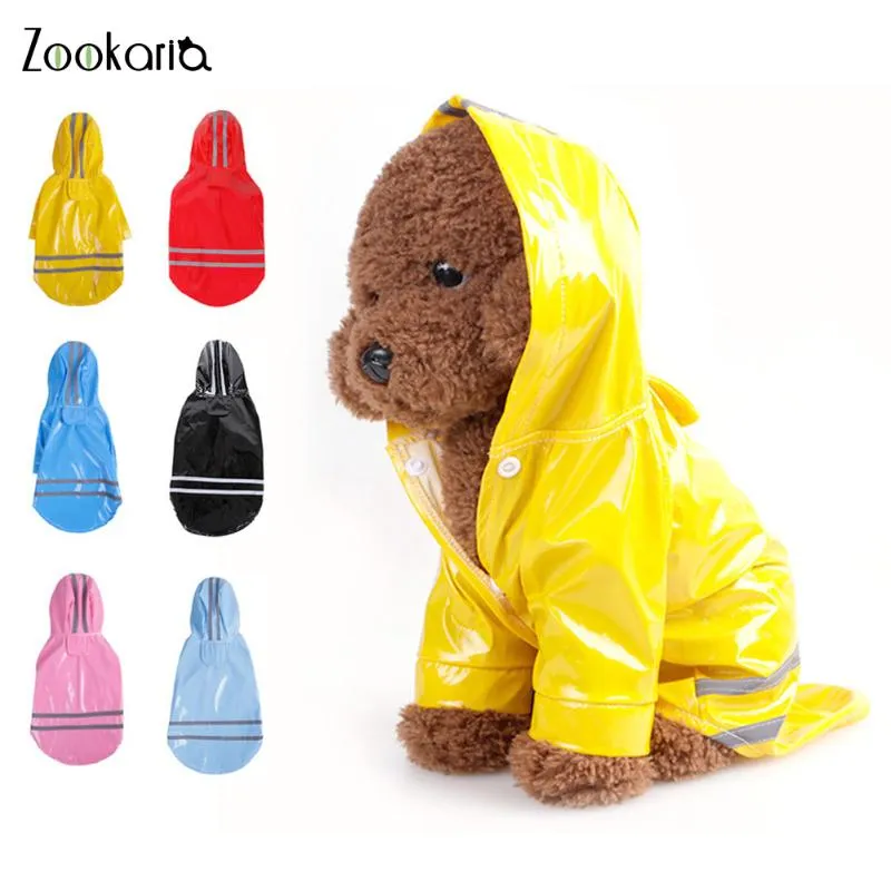Pet Cat Dog Raincoat Hooded Puppy Small Rain Coat PU Reflective Waterproof Jacket For Dogs Clothes Outdoor Wholesale Apparel