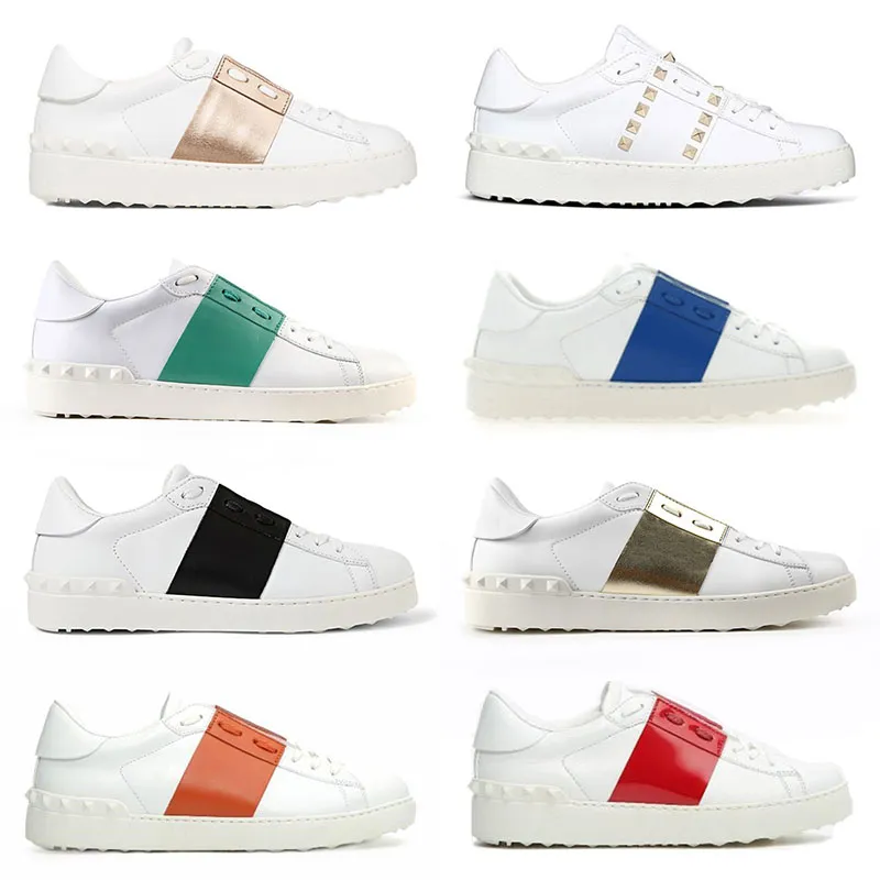 2024 Printemps Nouveaux Appartements Chaussures De Sport Femmes Hommes Blanc Avec Vert Métallisé Or Rose Argent Orange Rose Rouge Bas Rivets Designer Léger Taille US 12 Baskets 36-45