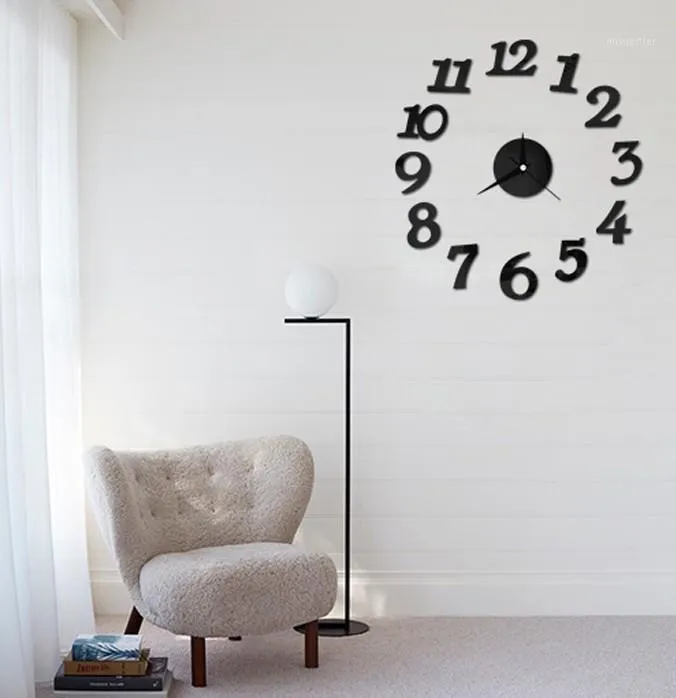 Wholesale  - 無料DIYクロック自己接着デカールモダンな壁の数字番号ルームの室内装飾時計1時計