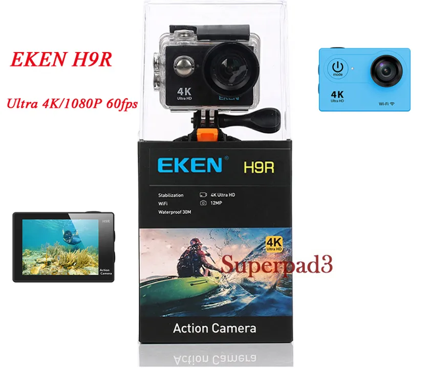 5 sztuk Ultra HD 4K WiFi Eken Kamera Sportowa H9R 2 "170 ° Obiektyw 1080p Full HD 30M Wodoodporna Kamera akcji DHL Darmowa Wysyłka