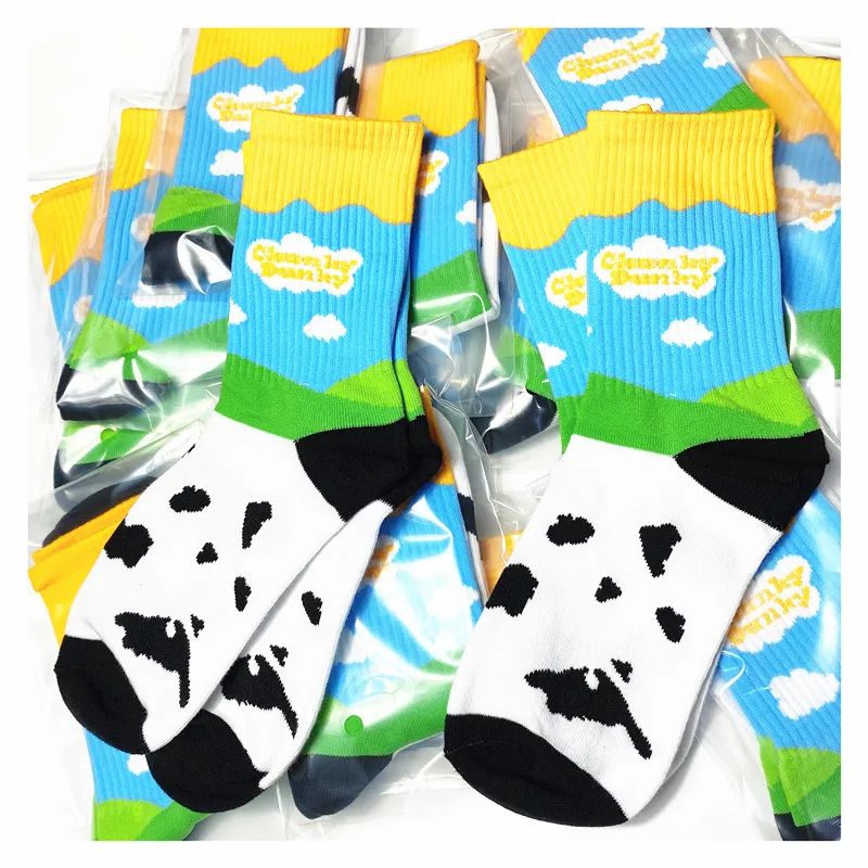 Nouvelles chaussettes de crème glacée au lait stock chaussettes femmes hommes unisexe coton chaussettes de basket-ball