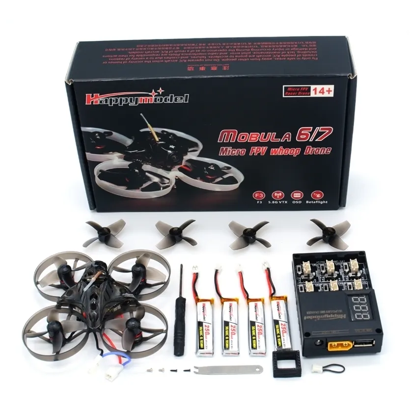 Happymodel Mobula7 V2 Crazybee F4 Pro OSD 25mW 700TVL SE0802 16000KV 2S Brushless 75mm FPV Tinywhoop Drone BNF 220216