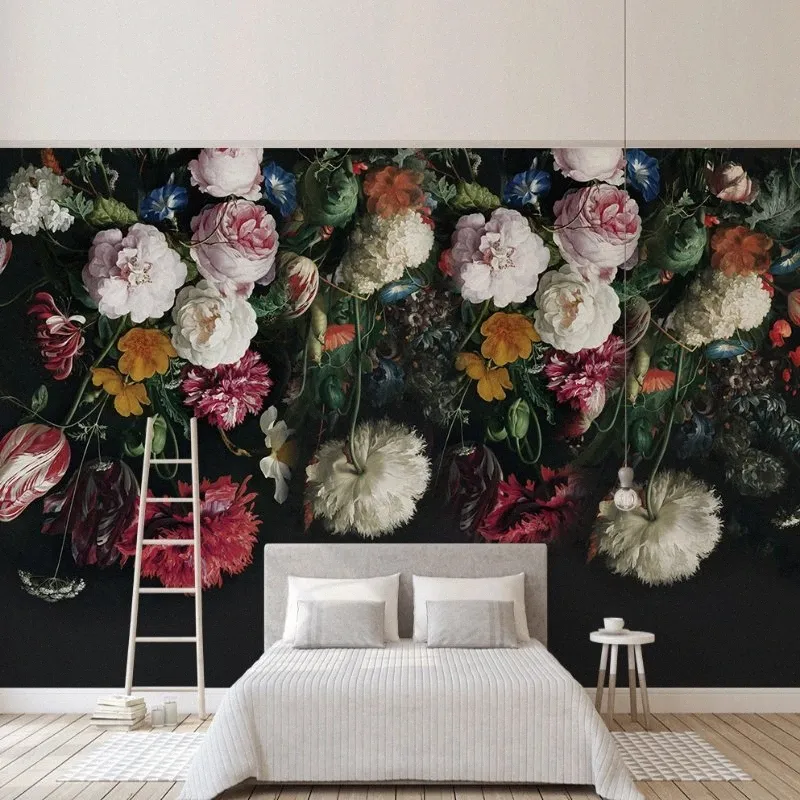 Настроить любой размер 3d настенные обои обои картина сельский стиль ретро ручная роспись цветочные цветы живущая комната диван спальня декор cjje #
