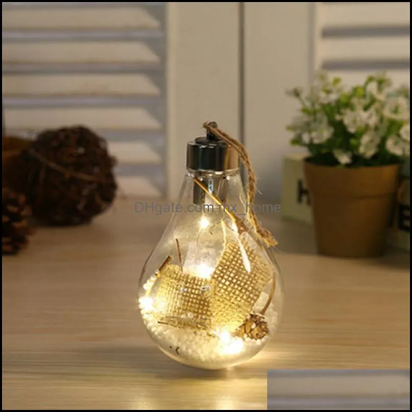 Party Decoration LED Transparent Christmas Ball Creative Simulation Light Bulb Tree Pendant Plastic Bal