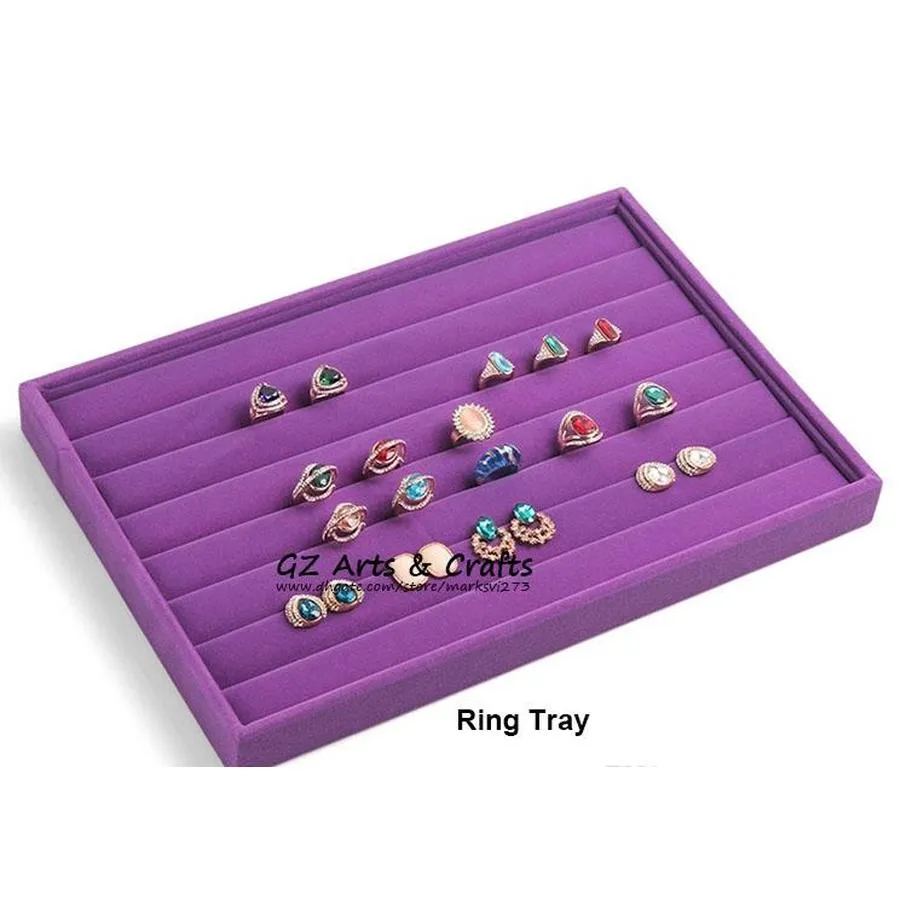 upscale purple velvet jewelry display tray jewelry box rings necklace earring bracelets tray jewelry organizer