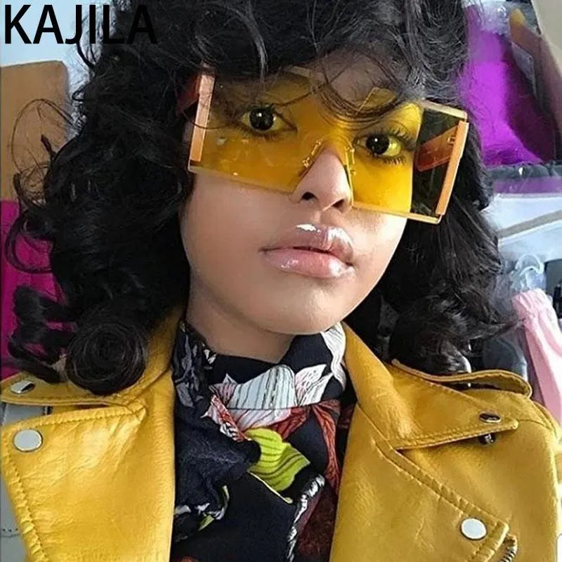 Übergroße Quadratische Randlose Sonnenbrille Frauen Großen Rahmen 2020 Mode Marke Designer Ein Stück Sonnenbrille Für Frauen zonnebril dames