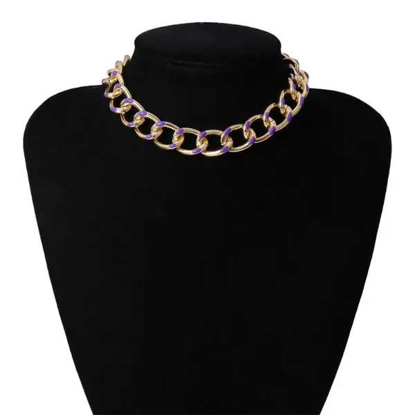 Hip Hop épais lien chaîne collier sur le cou court coloré grosse chaîne court collier ras du cou pour les femmes 2020 cadeau