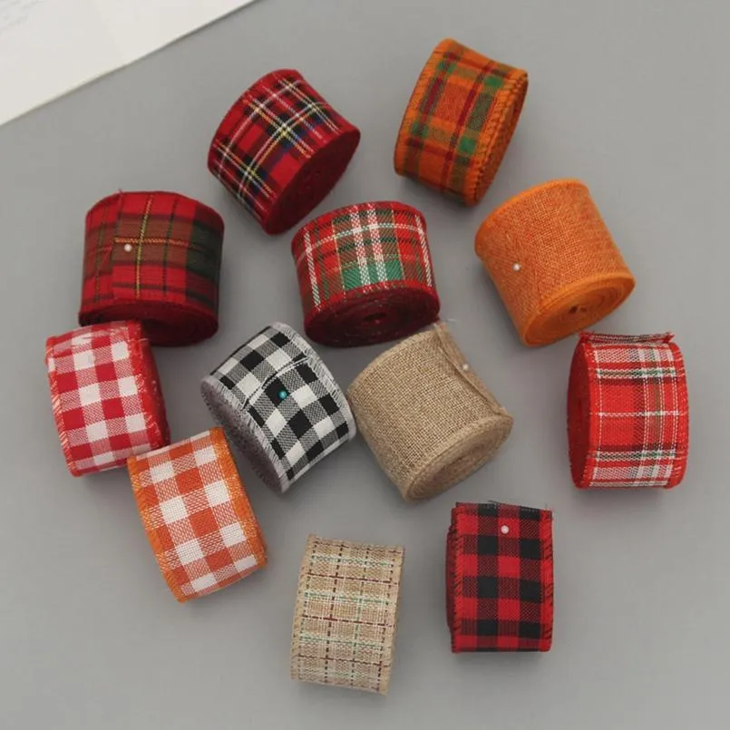 6 m/rollo de cintas de tela escocesa roja vintage para ropa de costura artesanías naturales cinta de yute arcos regalo decoración de boda de Navidad jlloNq