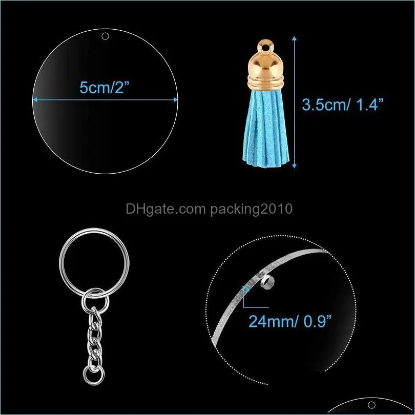 90Pcs Acrylic Clear Circle Discs Keychain 30 Set Round Acrylic Keychain Blanks DIY Craft Gift Pendant for Wedding Festival HHE12809