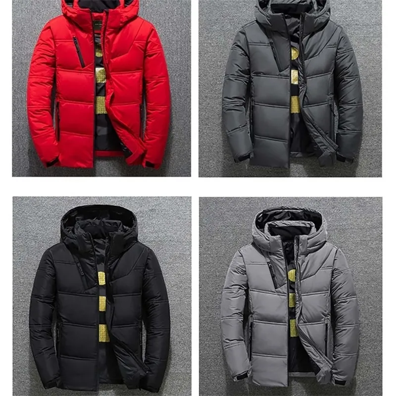 Épais Chaud Hommes Veste Thermique Épais Manteau Neige Rouge Noir Parka Mâle Chaud Outwear - Blanc Duvet de Canard Veste Hommes 201223