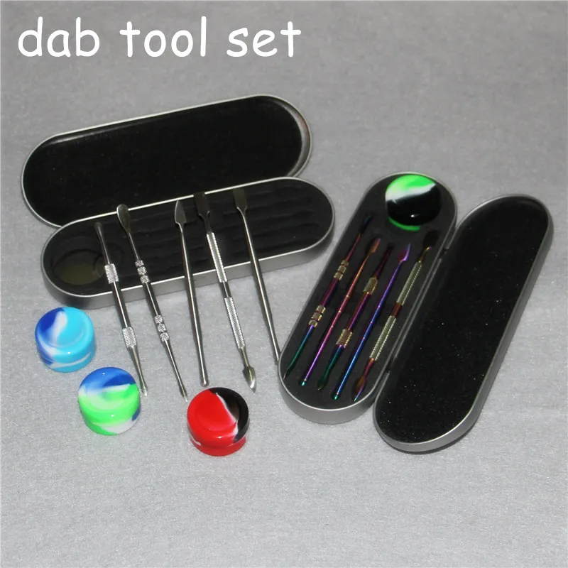 Kit d'outils Dab, ensemble d'outils de cire, boîte en aluminium, emballage pour stylo vaporisateur d'herbes sèches, atomiseur d'huile, tampons à ongles en titane