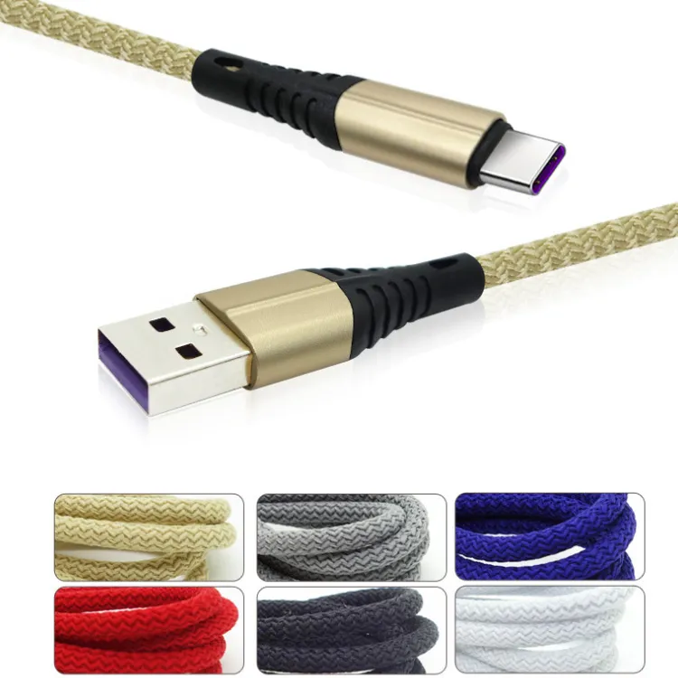 3A Charge rapide 1M 3FT Tissu tressé Nylon Type c Câbles USB Câble micro usb