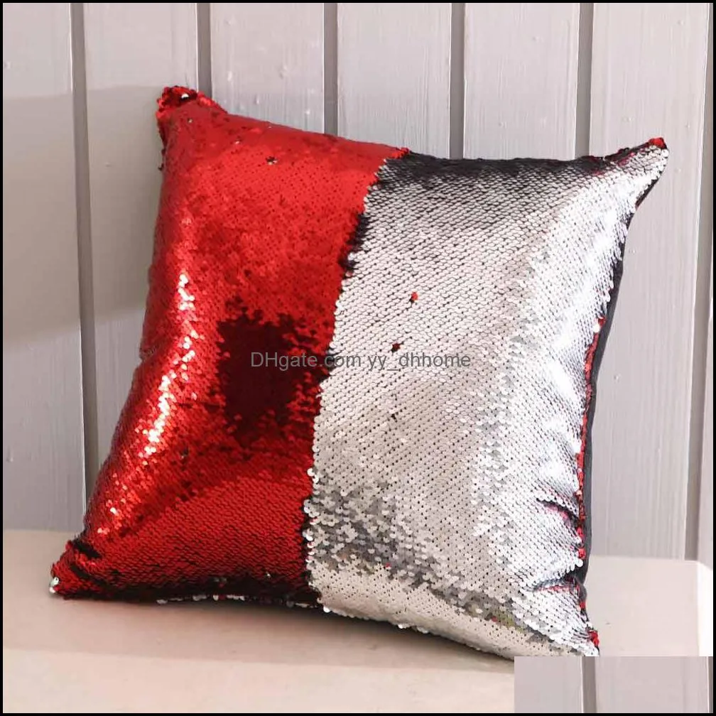 Mermaid Sequin Cushion Cover Magical Throw Pillowcase 40X40cm Color Changing Reversible Pillow Case For Home Decor