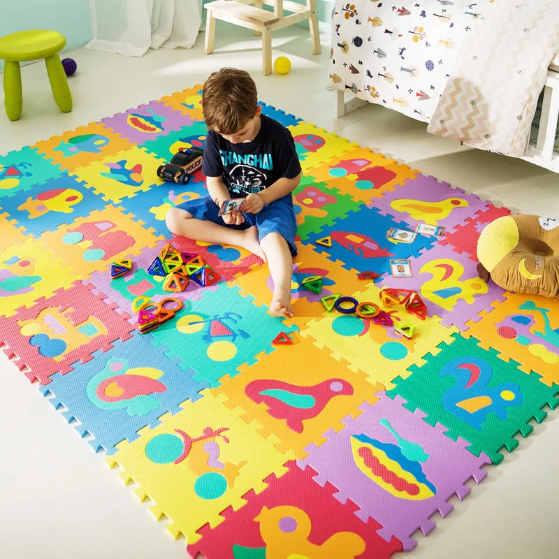 Barnmatta Eva Kids Foam Pussel Mattor Baby Play Mat Interlocking Floor Kakel med Alfabet och Numbers Drop 220212