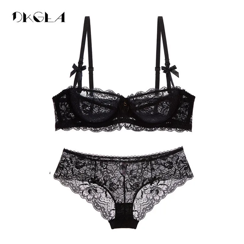 Hot Sexy Bra Set Plus Size 36 38 40 Ultrathin Underwear Women Set White Lace  Bra Embroidery Transparent Lingerie Brand Brassiere Y200708 From Luo02,  $13.85