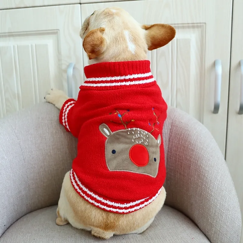 Vestiti per cani di Natale Bulldog francese Maglione per cani da compagnia Fat Pug Abbigliamento per animali domestici per cani di taglia media Cappotto Inverno Caldo Abbigliamento per animali domestici 201127