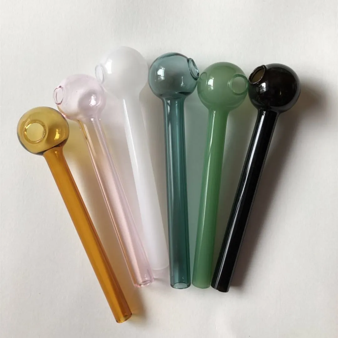 10cm colorful pyrex glass oil burner pipe glass tube smoking pipes tobcco herb glass oil nails