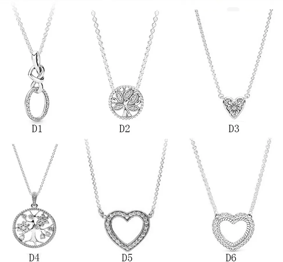 Bijoux de créateur Collier en argent 925 pendentif coeur fit Pandora arbre de vie collier creux mode amour amour colliers style européen breloques perle Murano